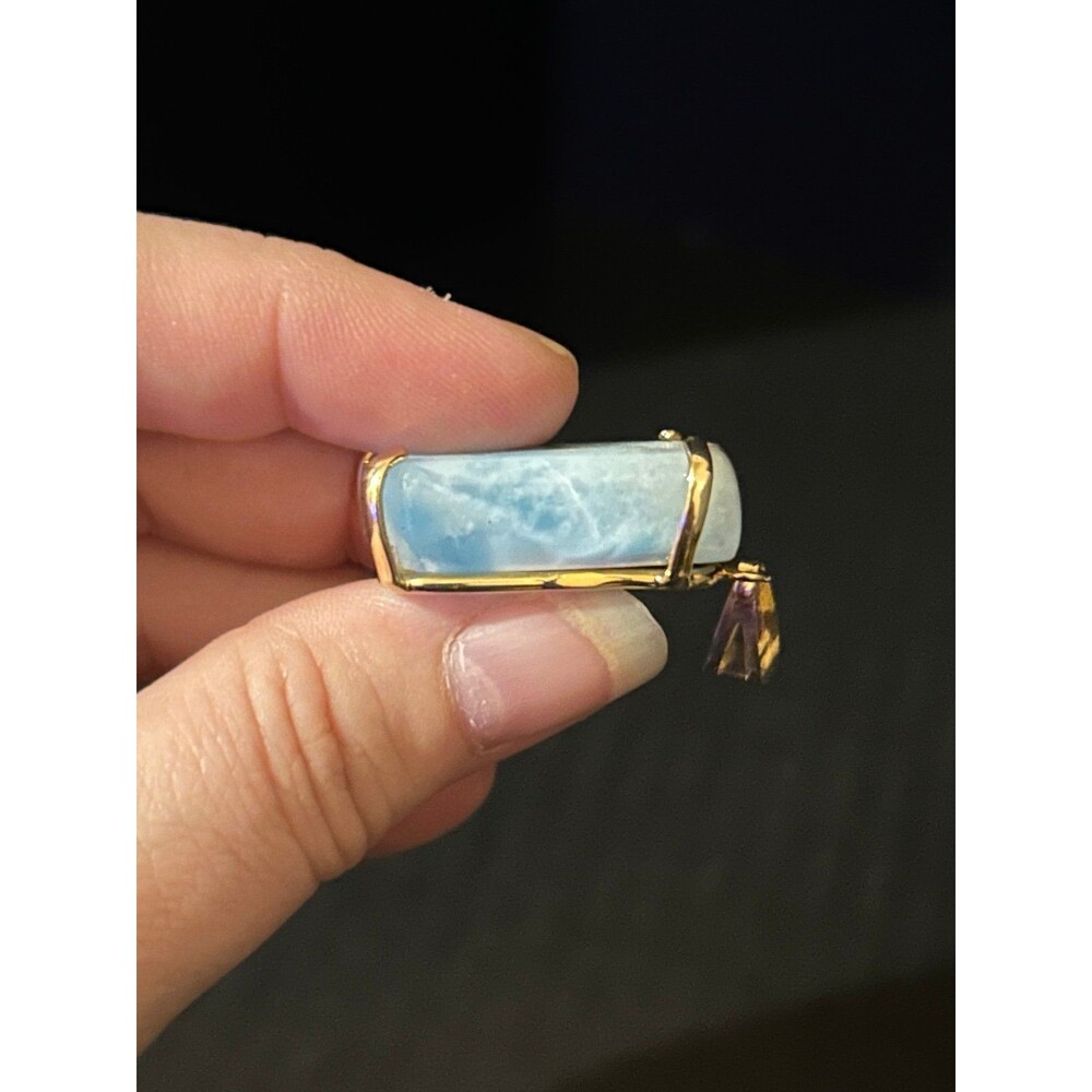 Genuine Larimar Rectangular Pendant - Picture 8 of 12